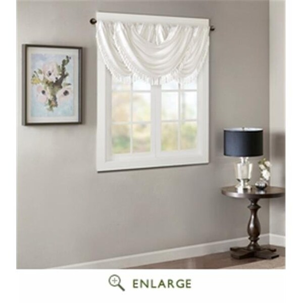 Madison Park Madison Park MP41-4949 38 x 46 in. Elena Faux Silk Waterfall Embellished Valance; White MP41-4949 - main